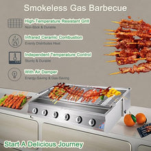 Commercial LPG Gas BBQ Grill,40in Portable Gas Barbecue Griddle,with 8 Burners, for Parties, Backyard Gatherings, Camping