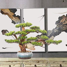 Faux Bonsai Tree Houseplant Pine Bonsai Plant Ceramics Round Pot Pebbles Used for Home Living Room Entrance Office Hotel Decoration House Plant