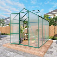 6x8 FT Greenhouse for Outdoors, Aluminum Large Walk-in Green House, Polycarbonate Panels, Adjustable Roof Vent, for Outside Garden Backyard, Patio, Lawn, Suitable for All Seasons (6x8 FT)