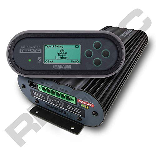 REDARC Manager30 30A Battery Management System, 12V DC to DC Charger with AC and Solar Input, MPPT Regulator, for Lithium, AGM, Gel, Calcium, Lead Acid Batteries, Smart Power for RV, Camper