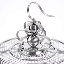 Solid Silver Stainless Steel Birdcage Hanging Birdhouses with Stand Bar Garden Decor Small Animals Cage (32cm)