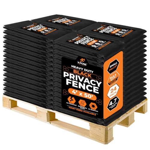 Xpose Safety Privacy Fence Screen 5’ x 50’ (24 Pack) – Heavy Duty Black Mesh with 90% Visibility Block, UV Protection – Includes Cable Ties – for Garden, Yard, Nursery, Kennel, Dog Run, Greenhouse