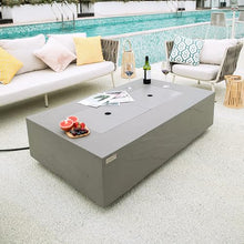 Meteora Concrete Fire Pit 55.9" x 31.9" Outdoor Patio Firepit Includes Fire Glass Modern Fire Pits & Outdoor Fireplaces for Garden, Deck, Indoor & Outdoor Heating