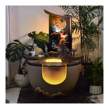 Outdoor Water Fountain Feng Shui Water Fountain with Pond, Decorative Circulating Landscape for Home Office(Yellow)