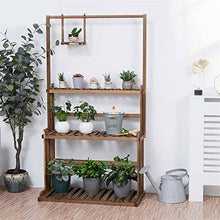 MIIKHI Plant Stand 3-Tier Hanging Wood Plant Stand Planter Shelves Flower Pot Organizer Rack Multiple Display Holder Shelf Indoor Outdoor Flower Stand