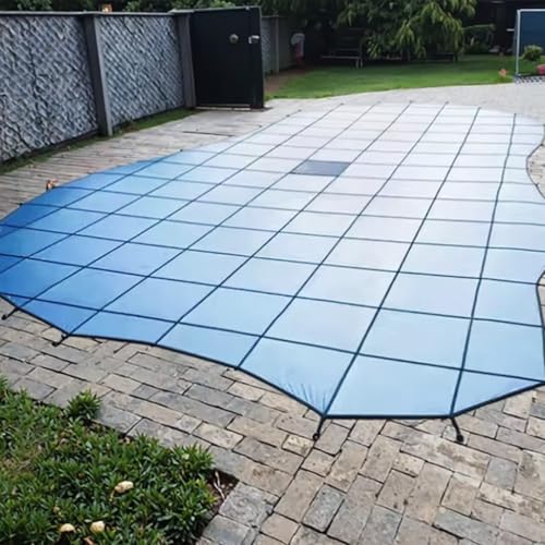 RENLXFI Heavy Duty Solid Pool Covers Winter, Outdoor Round Inground Pools Protector Cap, Anti-Snow Rainproof Swimming Pool Safety Covering(Dia 13ft/4m)