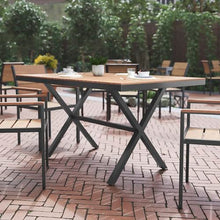 Flash Furniture Commercial 59x35.5 in Metal Dining Table, Natural/Gray