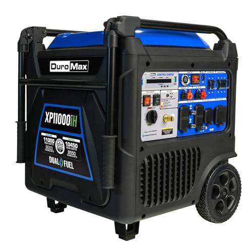 DuroMax XP11000iH 11,000-Watt Dual Fuel Portable Digital Inverter Generator - Gas & Propane, Remote Electric Start, Transfer Switch Ready, RV & Emergency Ready