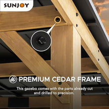 SummerCove Sunjoy Wooden Grill Gazebo 10 ft. x 11 ft. Cedar Frame with Matte Black Aluminum Hardtop