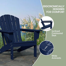 WestinTrends Dylan Outdoor Adirondack Chair with Ottoman and Side Table 3-Piece Set, Navy Blue