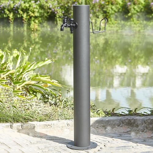 Stainless Steel 304 Garden Water Column FreeStanding Outdoor Water Fountain Vertical Design with Freeze Crack Protection Durable Tap for Garden Use, C-Height 86cm*Diameter 5cm