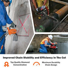 Mesa Diamond 13 in Black Power Diamond Chain - 3/8" F3 Pitch - Fits 890 Chainsaw - for Ductile Iron Pipe, Cast Iron and Steel
