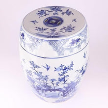 Ceramic Garden Stool Decorative Garden Stools Ceramic Dressing Stool Outdoor Drum Pier Classical Chinese Hand-Painted Blue Flowers And Birds Drum Stool Shower Stool Ornament Garden Stool Ceramic
