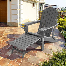 ONMYJFD Grey Patio Folding Chair All Weather Pull Out Ottoman