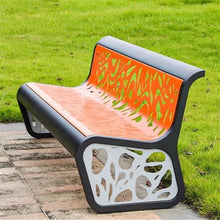 YUHUAWF Park Patio Seat Outdoor Backrest Bench, Steel Garden Chair with Openwork Pattern, for Balcony Terrace Leisure Benchs Outdoor Furniture Seating(Large)