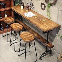 DESALAI Solid Wood Bar Height Table,Industrial Counter Kitchen Dining Table,Rectangular Table Tall Pub Narrow Sofa Table,No Stool(78.7", Brown)