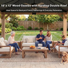 Wood Gazebo 10' x 12', Cedar Gazebo with Hardtop Galvanized Steel Double Roof, Permanent Pavilion with 4.72" Thickened Wooden Posts for Poolside, Patio, Backyard, Garden and Deck