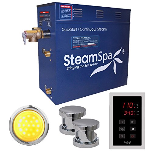 Steam Spa INT1050CH Indulgence 10.5 KW Quick Start Acu-Steam Bath Generator Package, Chrome