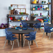 Regency Kee Height Adjustable Classroom Table Set with 12" Andy Chairs, 48" Grey/Navy