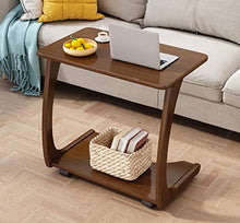 NRFJFOP Rubber Solid Wood Sofa Side Table Removable C-Shaped Bedside Living Room with Wheels Small Coffee