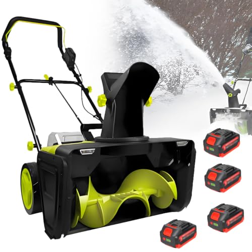 Electric Snow Removal Machine,Green+Black,Safety Lock Switch 4Batteries