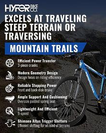 Hyper Mountain Bike 29 Inch Trail Bike with Shimano 9 Speed Shifters and Lightweight Aluminum Frame (Blue)