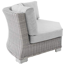 Conway Sunbrella® Outdoor Patio Wicker Rattan Round Corner Chair in Light Gray Gray