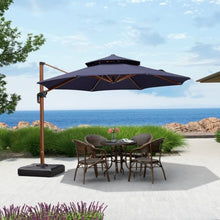 OROTLECT 11 FT Round Wood Pattern Cantilever Umbrella,Navy