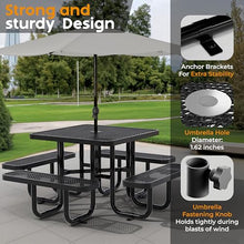 OUTTANS Commercial Metal Picnic Table (Black, 38 in, Square)