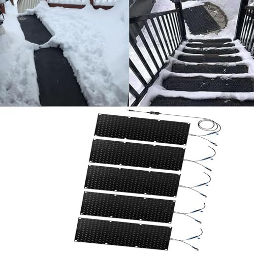 OIAJMJVED Snow Melting Mat - Anti-Slip Rubber Mat for Winter Snow and Ice Removal | 360W Waterproof Heating Pad(25.4x90cmx5Pcs)