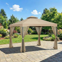 Garden Winds Reinforced RipLock 350 Replacement Canopy Top and Netting Set Compatible with Bergamo Sonoma 10’ x 10’ Gazebo Models X1405030 (X4405030) - Beige