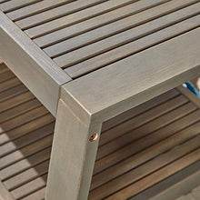 Great Deal Furniture Acacia Wood Loveseat and Coffee Table Set for Patio Gray Finish with Teal Cushions