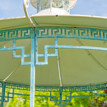 11.6ft. Tall Opulent Round Metal Gazebo with Side Walls & Planters in Light Blue Tsugo