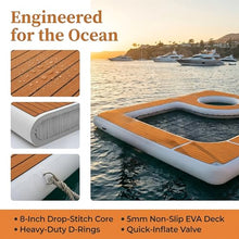 13x13ft Inflatable Sea Pool with EVA Non-Slip Surface, Thick PVC Inflatable Floating Swimming Pool for Yachts & Marine Use