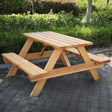 TRAGLO Wooden Picnic Table with Bench Outdoor Camping Table Chair Set 6 Person Patio Dining Table with Umbrella Hole for Deck Lawn Garden Backyard(Blue,120x55x60cm)
