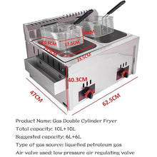 QIANG Professional Lpg Gas Fryer,Commercial Lgp Fryer,Thick Stainless Steel Fryer with Baskets and Lids,Adjustable Firepower and Temperature Contro,for Home and Commercial 20L