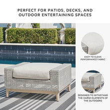 Signature Design by Ashley Large Wicker Outdoor Patio Ottoman, Gray