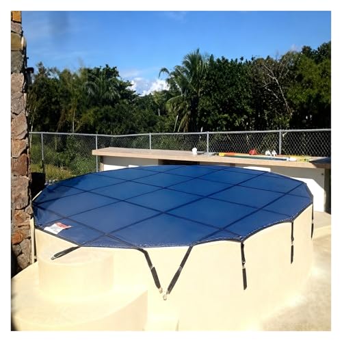 ERRULAN 5/6/7/8/10/12/14/15/18/24/26/28/30/35ft Outdoor Round Pool Safety Cover for Inground Pools, Mesh Leaf Net Covers, Winter Safety Swimming Covering(Blue,33.5ft/10.2m)