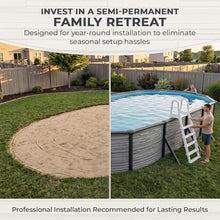 Blue Wave Montilla 12x24-ft Oval 52-in Deep Hard Sided Steel Frame Above Ground Pool with 6-in Steel Top Seats, 0.5 HP Sand Filter System, Ladder, Skimmer & Liner – 6,300 Gallon Cap for Family Use