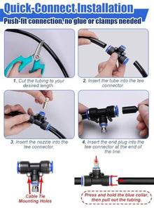 Outside Patio/Porch Misting Cooling System with Water Filter & Mist Nozzle