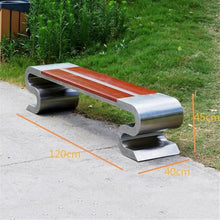 VHDY85KA Park Backless Park Chair Outdoor Bench Stainless Steel Frame Wooden Seat Plate Rest Area Entryway(Small)