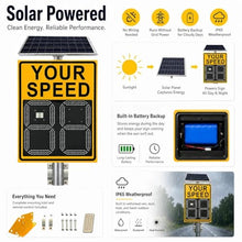 Solar Radar Speed Sign for Neighborhood & School Zones, 20x27 or 24x35 Inch, LED MPH/KMH, Stable Radar in Rain/Snow, Daylight Readable, Rust-Free Aluminum, Easy Pole Mount – No Wiring(yellow,20*27in)