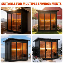 amocane Outdoor Steam Sauna 3 Person, Canadian Hemlock Sauna Room with 6KW ETL Toule Heater, Traditional Backyard Sauna Spa with Asphalt Shingles, Luxury Sauna Accessories for Home & Garden