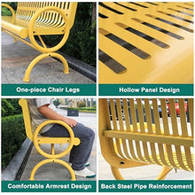 FQMYLTYN Garden Bench Outdoor Patio Bench, Metal Bench with Backrest and Armrests, Cast Iron Steel Frame Chair Weatherproof, for Porch, Park, Lawn, Yard, Entryway - 4/5/6ft(Black,180cm/6ft)