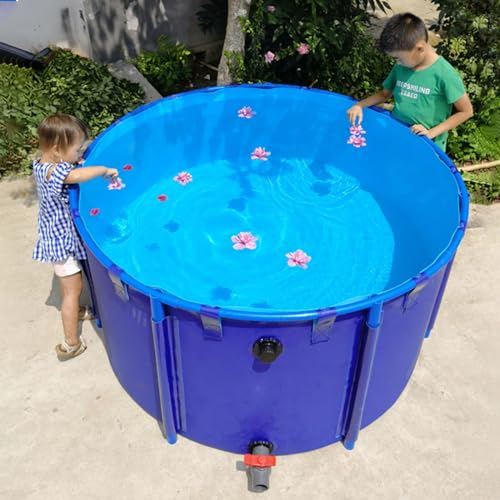 Puncture-Resistant Frame Swimming Pool, Folding Canvas Fish Pond Reservoir/ Above Ground Ponds for Fish, 10 6 4 3 2 1 Ft Outdoor Pool - Friends Family Adults Kids Relax(1X0.8M - 628L/166GAL (D X H))