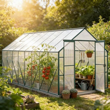 Walk-in Greenhouse, Outdoor Greenhouse with Aluminum Frame, Sliding Door, Adjustable Roof Vent for Backyard All-Season Plant Growing(Large)