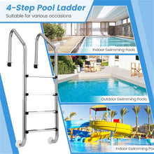 BAYUELSWU In-Ground Swimming Pool Ladder, Stainless Steel 4 Steps Pool Ladder Step, Heavy Duty Non-Slip Ladder Easy Assembly for Indoor/Outdoor Pool, Max Load Capacity 440 lbs