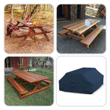 Covers & all Picnic Table Cover, 12 Oz Waterproof UV & Weather Resistant Protector, Outdoor Patio Table Bench Outside Furniture Cover with Air Vents & Drawstrings (98”L x 63”W x 37”H, Blue)