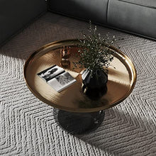 DIEYPOL Coffee Table Coffee Table Living Room Home Round Tea Table Balcony Small Table Simple Glass Combination Furniture Mesa para Centro De Sala(B)