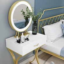Side End Table Vanity Set with LED Mirror Cushioned Stool Dressing Table Vanity Makeup Table with Sliding Drawer , Makeup Organizers Separately Console table , side table 3 Sizes for Living Room Bedro